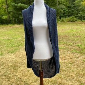VINCE SWEATER CARDIGAN BLUE OPEN FRONT SHAWL COLLAR ASYMMETRICAL HEM SIZE S